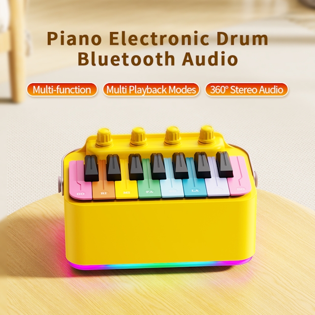 Mini Portable High-quality Subwoofer Electronic Drum Piano Bluetooth Speaker